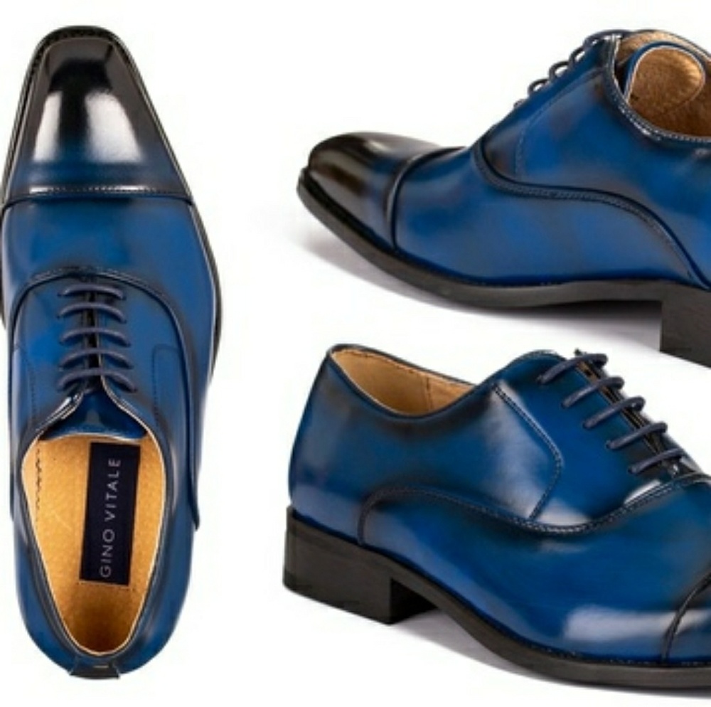 Gino Vitale Blue/Black Oxford Dress Shoes